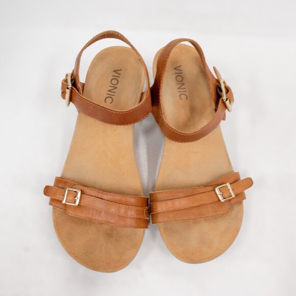 Vionic Noble Laurie Sandals Wedge Heel Ankle Strap Open Toe Brown Leather US 8 - Picture 12 of 12